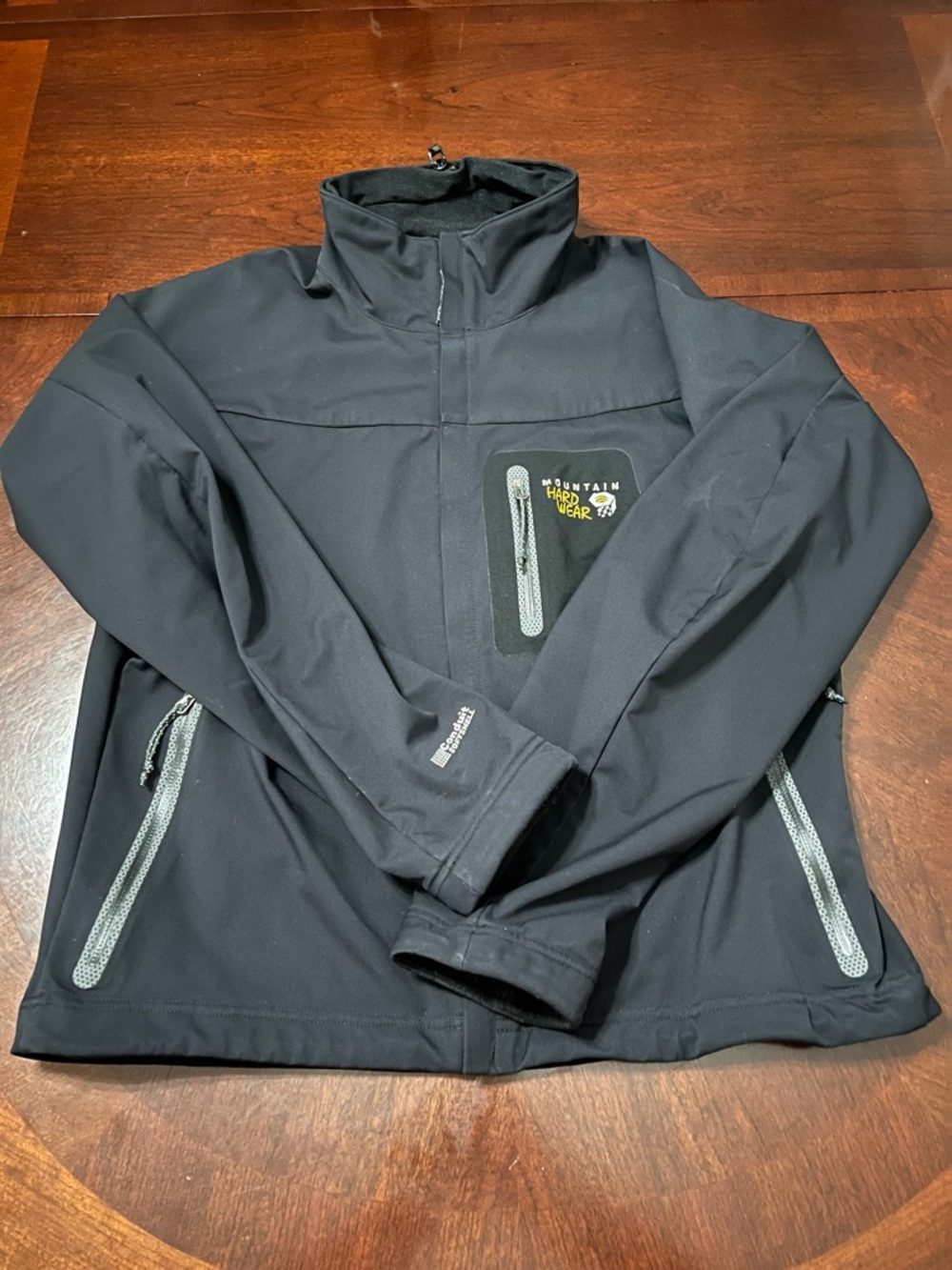 Mountain Hardwear Conduit Softshell Black Full Zip Nylon Fleece Jacket Size Med